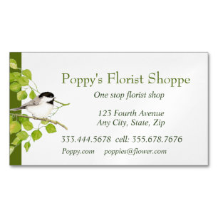 Visitekaartje Chickadee Florist Shoppe Flowers Magnetisch Visitekaartje