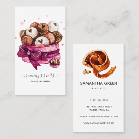 Visitekaartje Chocolatier Confecties (Voorkant / Achterkant)