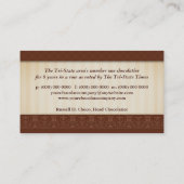 Visitekaartje Chocolatier Display Counter (Achterkant)