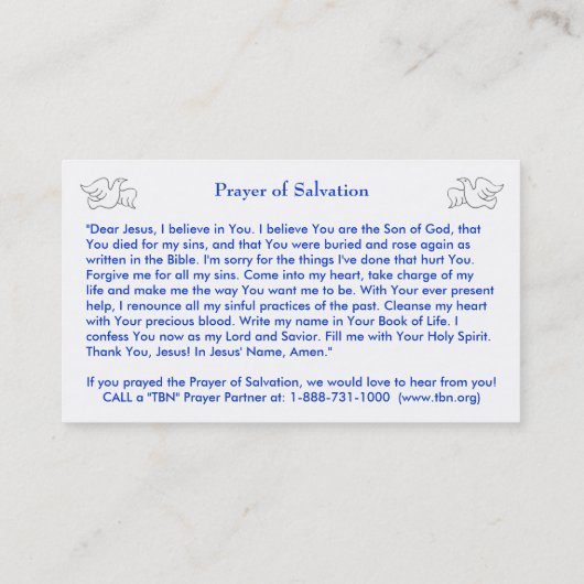 Visitekaartje Christelijke getuige (Achterkant)