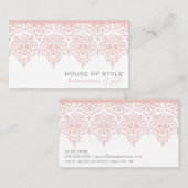VISITEKAARTJE classy damask bord roze (Voorkant / Achterkant)
