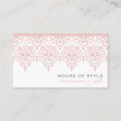VISITEKAARTJE classy damask bord roze (Voorkant)
