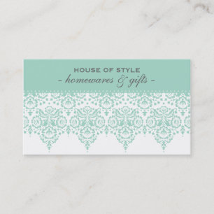 VISITEKAARTJE classy damask mint groen grijs