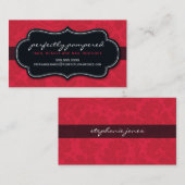 VISITEKAARTJE classy flourish cherry rood zwart (Voorkant / Achterkant)