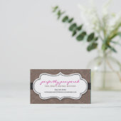 VISITEKAARTJE classy flourish Chocolate Pink Black (Staand voorkant)