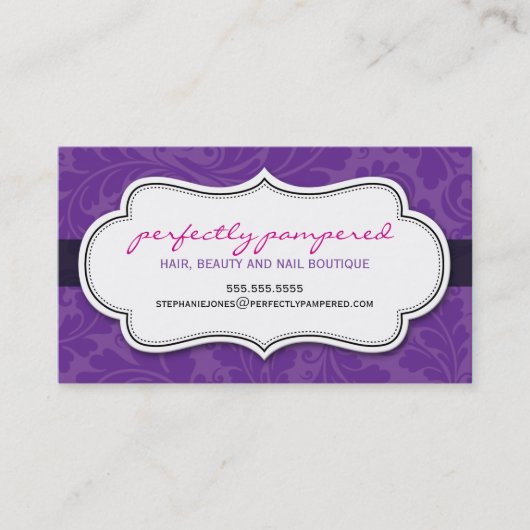 VISITEKAARTJE classy flourish violet paarse zwart (Voorkant)