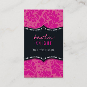 VISITEKAARTJE classy flourish zwart magenta roze