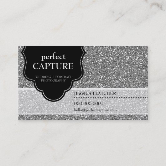 VISITEKAARTJE Cool Bold Captured Silver Glitter (Voorkant)