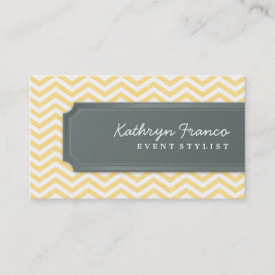 VISITEKAARTJE Cool Chevron Stripe bord geel grijs