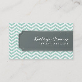 VISITEKAARTJE Cool Chevron Stripe Mint Groen Grijs