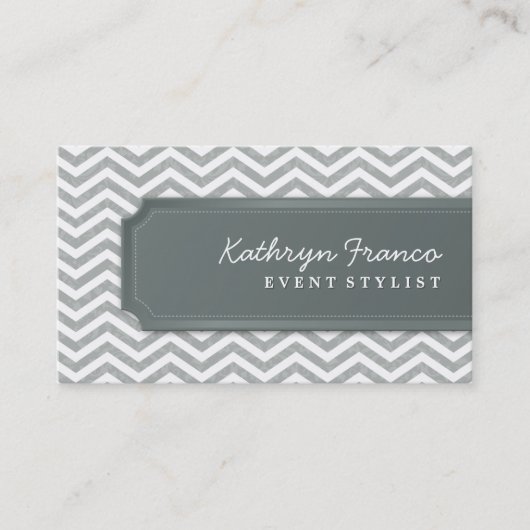 VISITEKAARTJE Cool Chevron Stripe Silver Grey (Voorkant)