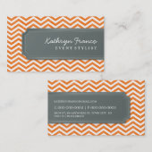 VISITEKAARTJE Cool Chevron Stripe sinaasappel grij (Voorkant / Achterkant)