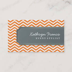 VISITEKAARTJE Cool Chevron Stripe sinaasappel grij