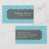 VISITEKAARTJE Cool Chevron Stripe Turquoise Grey (Voorkant / Achterkant)