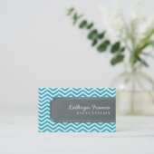 VISITEKAARTJE Cool Chevron Stripe Turquoise Grey (Staand voorkant)