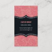 VISITEKAARTJE Cool Flourish Zwart Koraal Roze (Achterkant)