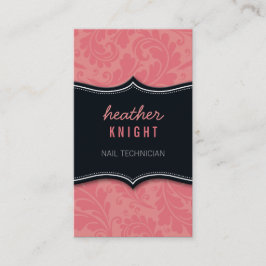 VISITEKAARTJE Cool Flourish Zwart Koraal Roze