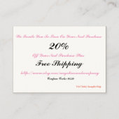 visitekaartje Coupons Kortingskaartje (Achterkant)