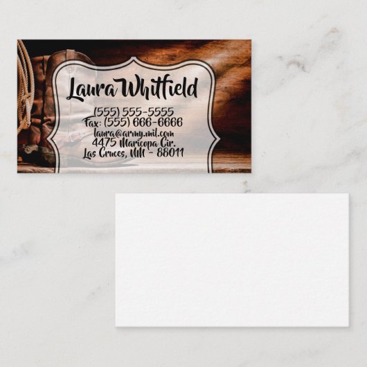 visitekaartje Cowboy Boots Barn Wood Rustic Countr (Voorkant / Achterkant)