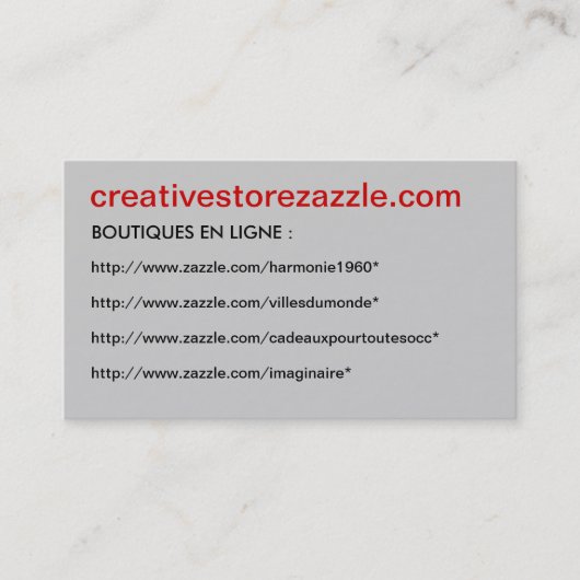 visitekaartje creativestorezazzle - (Voorkant)