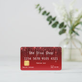 Visitekaartje | Creditcard Glitter Burgundy Red (Staand voorkant)