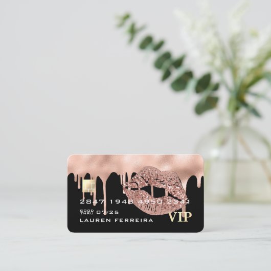 Visitekaartje creditcardopmaakmodel Roze schijven (Staand voorkant)