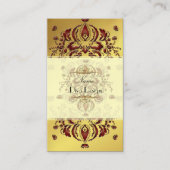 Visitekaartje Crimson Floral Damask op goud (Voorkant)