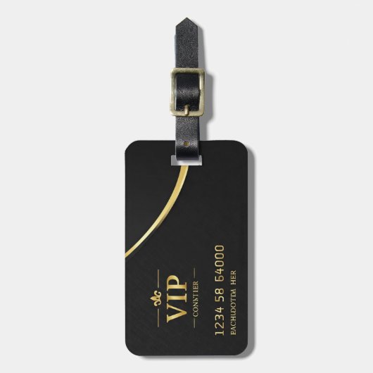 Visitekaartje Custom Black VIP Bagagelabel (Voorkant verticaal)