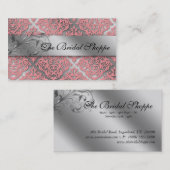 Visitekaartje Damask Floral Baby roze (Voorkant / Achterkant)