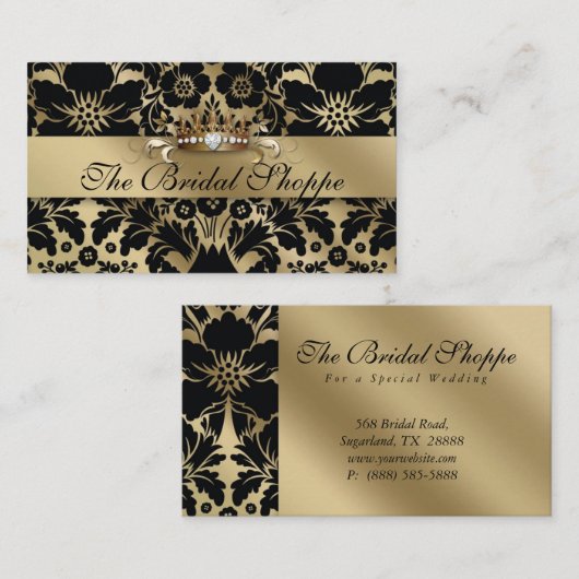 Visitekaartje Damask Floral Gold Crown (Voorkant / Achterkant)