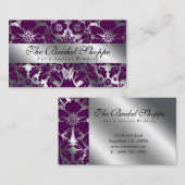 Visitekaartje Damask Floral Paars Silver (Voorkant / Achterkant)