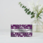 Visitekaartje Damask Floral Paars Silver (Staand voorkant)