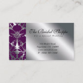 Visitekaartje Damask Floral Paars Silver (Achterkant)
