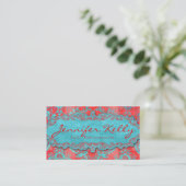  Visitekaartje Damask Suede Blue Red 2 (Staand voorkant)