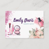 visitekaartje design make-up met roze glitter en (Voorkant)