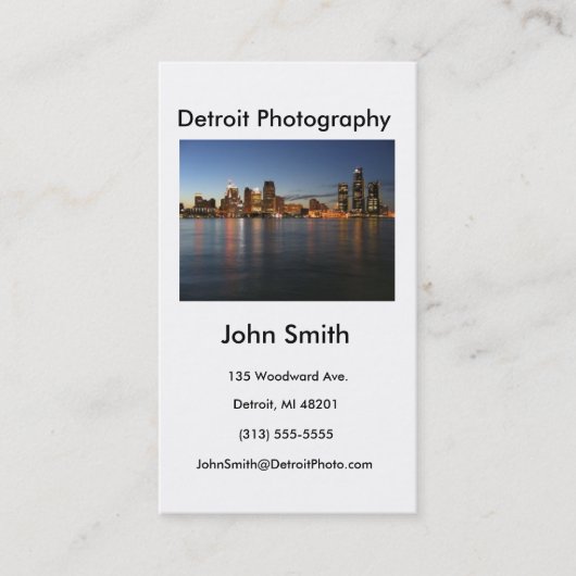 visitekaartje, Detroit fotografie Visitekaartje (Voorkant)