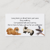 visitekaartje dierenvrienden Pet Sitting (Achterkant)
