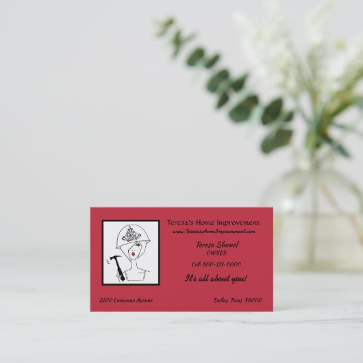 visitekaartje "Diva with Tiara Hard Pet" (Staand voorkant)