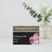 VISITEKAARTJE DOCUPCAKE CHEETAH ANIMAAL PRINT (Staand voorkant)