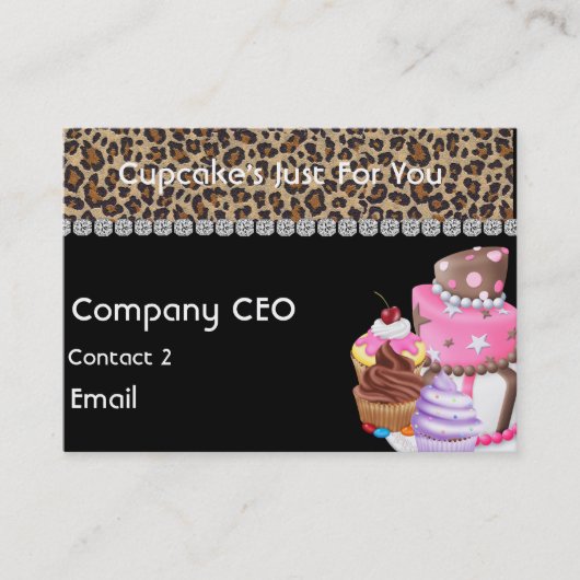VISITEKAARTJE DOCUPCAKE CHEETAH ANIMAAL PRINT (Voorkant)