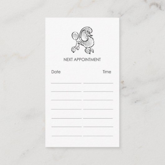 Visitekaartje Dog grooming salon Afsprakenkaartje (Achterkant)