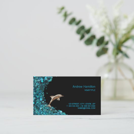 Visitekaartje Dolphin Aqua Paua Shell (Staand voorkant)