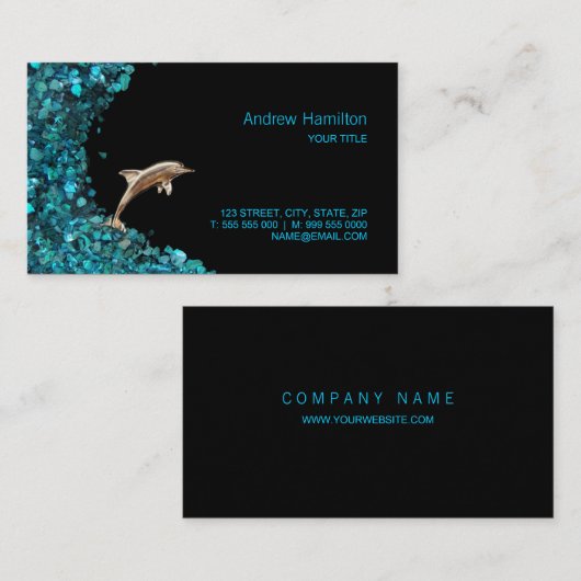 Visitekaartje Dolphin Aqua Paua Shell (Voorkant / Achterkant)