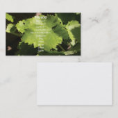 Visitekaartje druiven wijngaarden bladeren (Voorkant / Achterkant)
