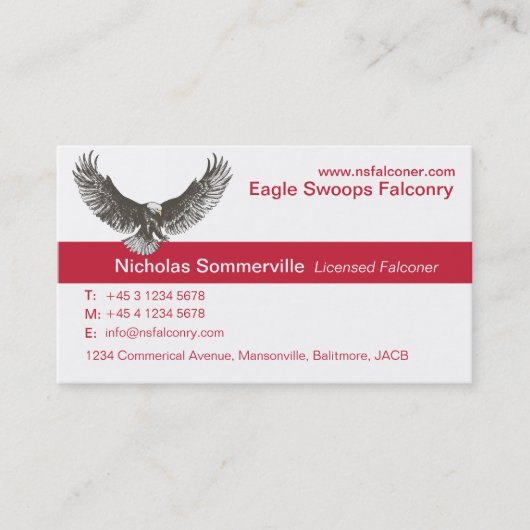 Visitekaartje Eagle red & white falconry (Voorkant)