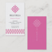 VISITEKAARTJE eenvoudig modern motief roze (Voorkant / Achterkant)