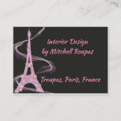 Visitekaartje Eiffeltoren in Roze Faux Diamonds (Voorkant)