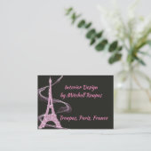 Visitekaartje Eiffeltoren in Roze Faux Diamonds (Staand voorkant)