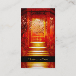 visitekaartje Elegant Asian Scene Gold Red