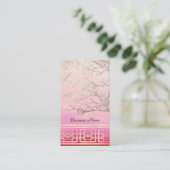 Visitekaartje Elegant Aziatische Scene Roze (Staand voorkant)